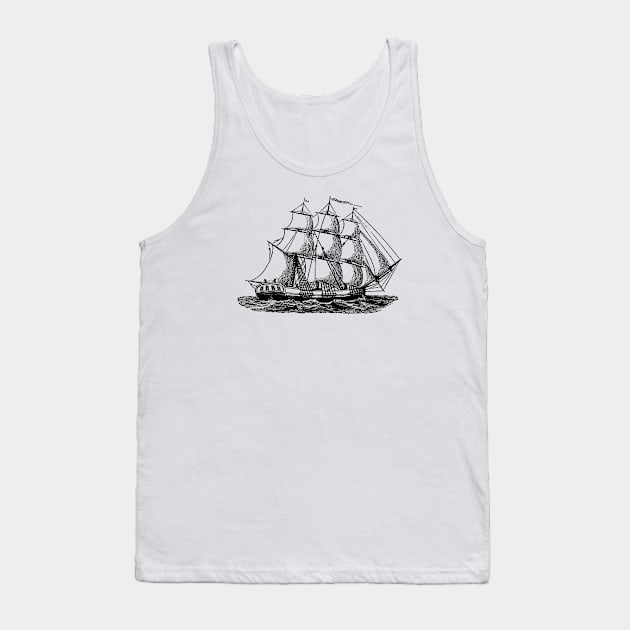 Etching of an old sailing ship Tank Top by mike11209